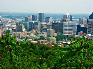 [View from Mont 
Royal on Montreal after working on the photo with Gimp]
